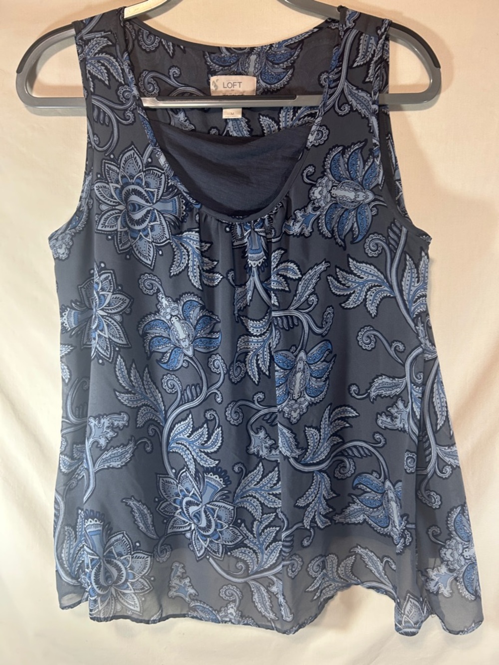 LOFT Navy Paisley Floral Sleeveless Tank